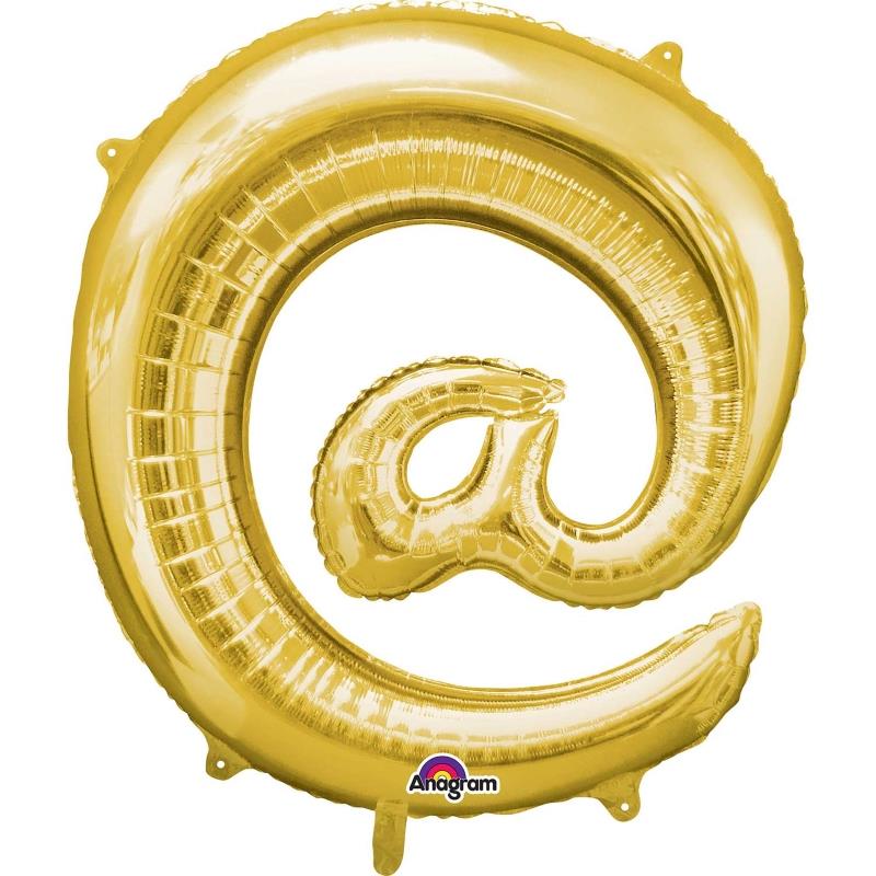 Gold @ Symbol Foil Balloon Anagram 34 Inches | Party Save Smile