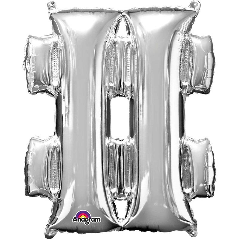 Silver # Hash Tag Symbol Foil Balloon 34 inch Anagram | Party Save Smile