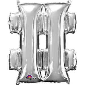 Silver # Hash Tag Symbol Foil Balloon 34 inch Anagram