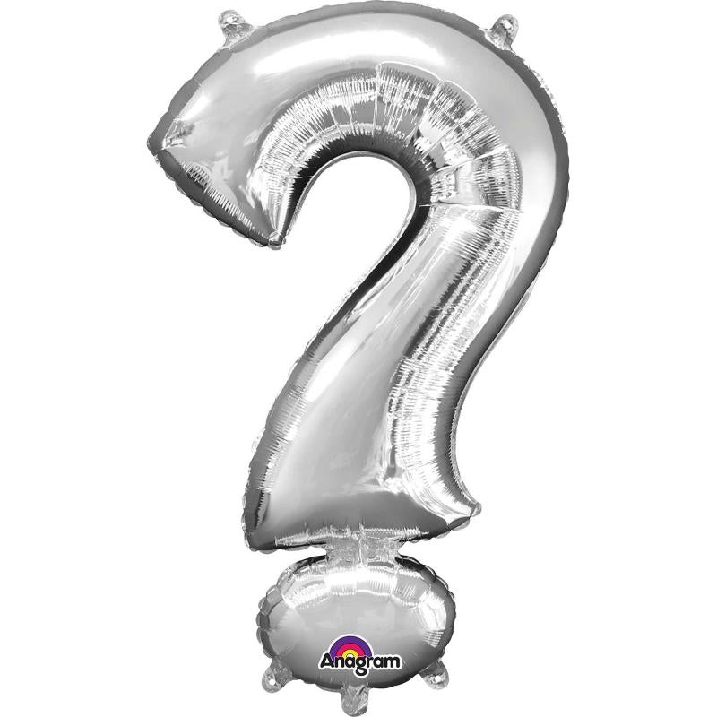 Silver Question Mark Balloon 34 inch | Party Save Smile