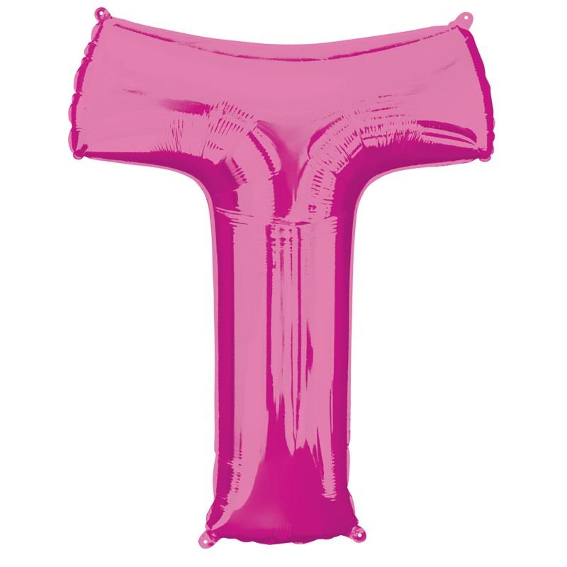 Pink Letter T Foil Balloon Anagram 34 Inches | Party Save Smile