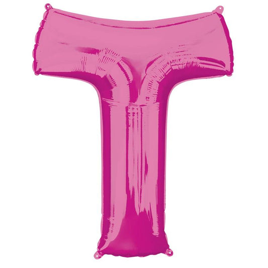 Pink Letter T Foil Balloon Anagram 34 Inches | Party Save Smile