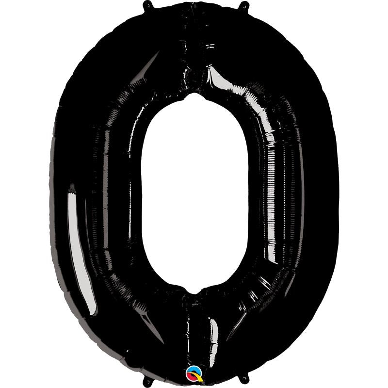 Black Number 0 Balloon - 34 inch Qualatex | Party Save Smile