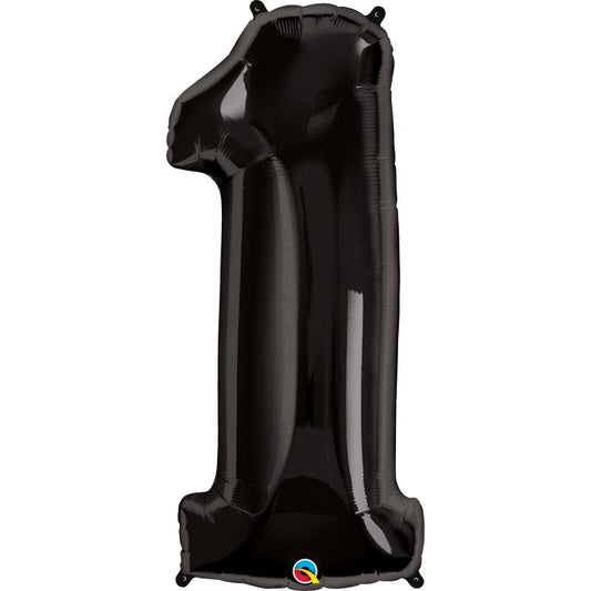 Number 1 Helium Balloon - Black Qualatex 34 inch | Party Save Smile