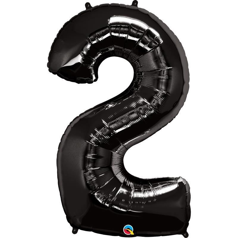 Number 2 Balloon - Black Qualatex 34 inch | Party Save Smile