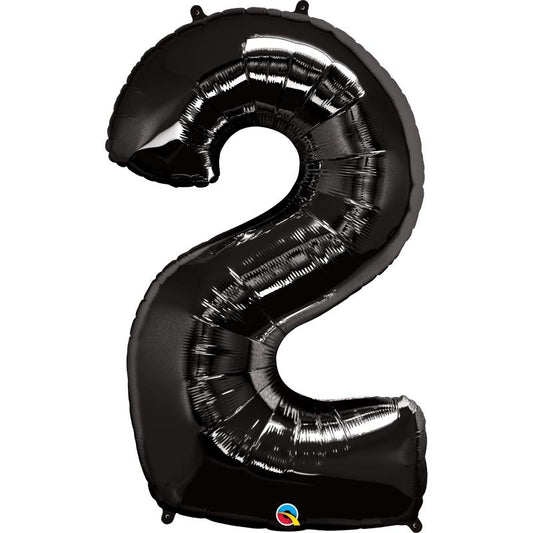 Number 2 Balloon - Black Qualatex 34 inch | Party Save Smile