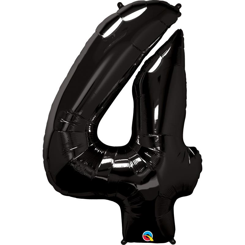 Black Number 4 Balloon - Qualatex 34 inch | Party Save Smile