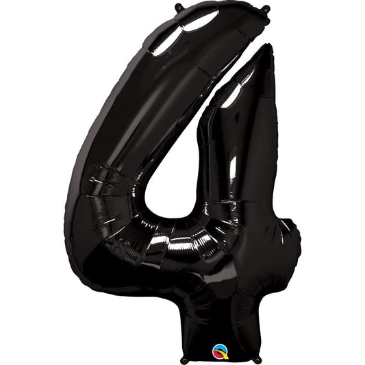 Black Number 4 Balloon - Qualatex 34 inch | Party Save Smile