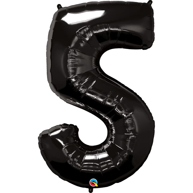 Number 5 Balloon - Black Qualatex 34 inch | Party Save Smile