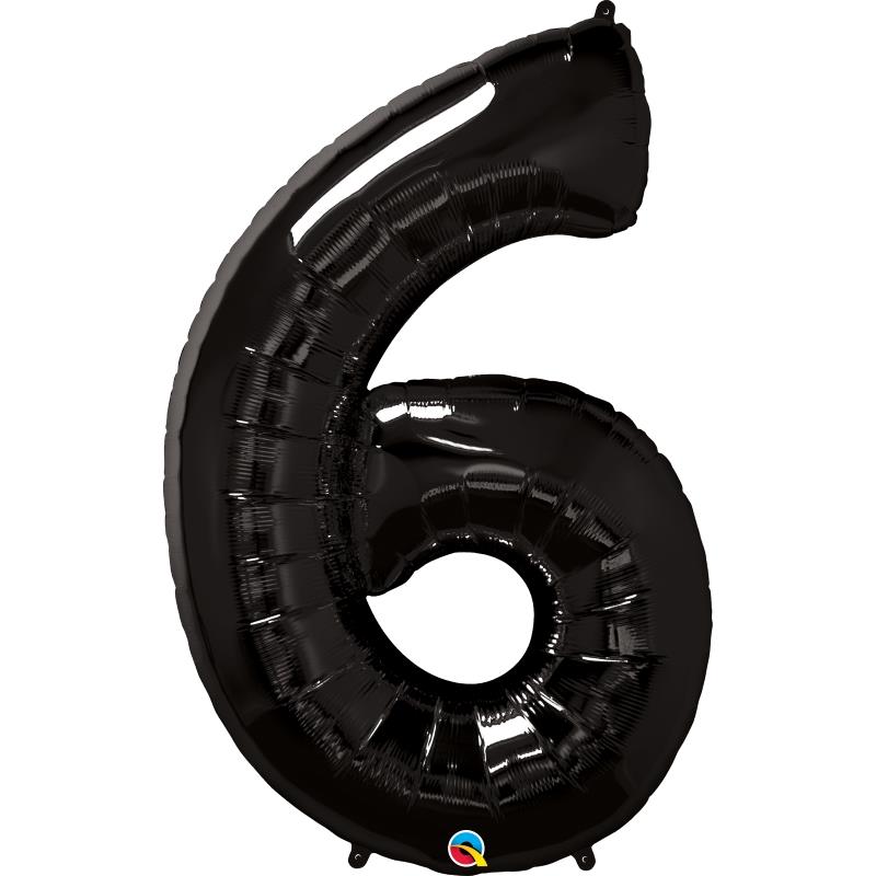 Black Number 6 Balloon - 34 inch Qualatex | Party Save Smile