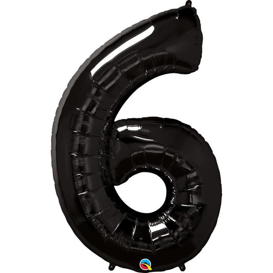 Black Number 6 Balloon - 34 inch Qualatex | Party Save Smile