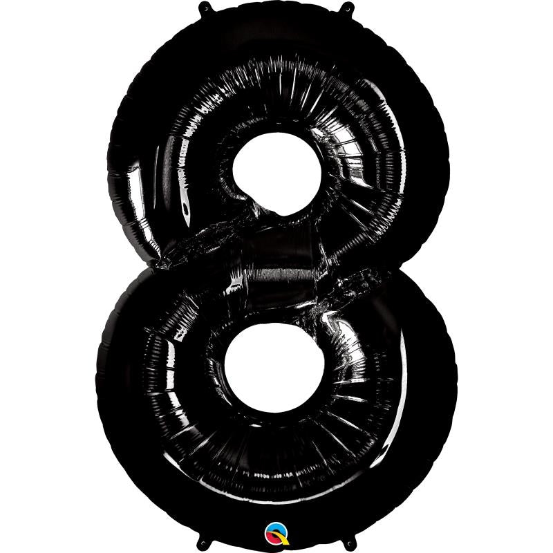 Black Number 8 Foil Balloon Qualatex 34 inch | Party Save Smile