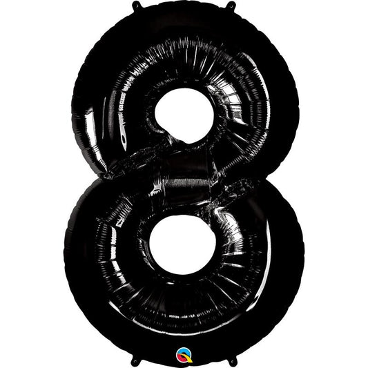 Black Number 8 Foil Balloon Qualatex 34 inch | Party Save Smile