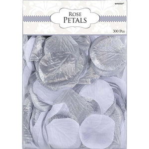 Silver and White Fabric Rose Petals: Wedding Decoration