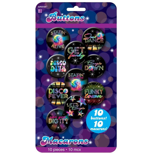 1970’s Disco Party Buttons Badges Party Favours | Party Save Smile