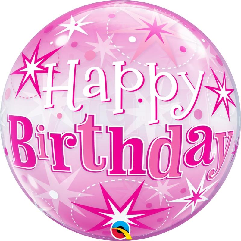 Sparkling Pink Happy Birthday Bubble Balloon | Party Save Smile