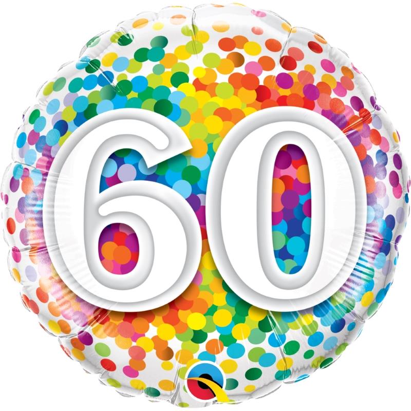 Rainbow 60th Birthday Foil Balloons 18 inches | Party Save Smile
