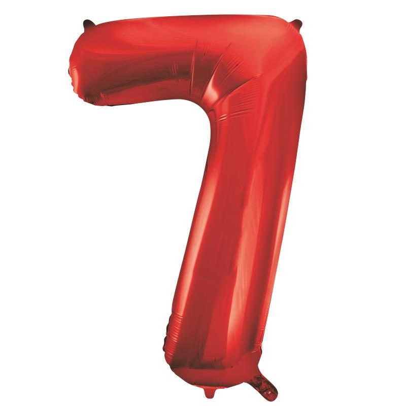 Red Number 7 Supershape Foil Balloon 34 Inches | Party Save Smile
