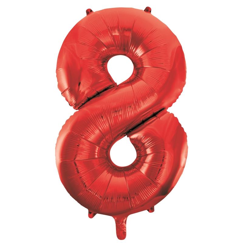 Red Number 8 Supershape Foil Balloon 34 Inches | Party Save Smile