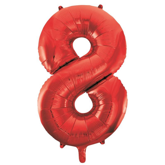Red Number 8 Supershape Foil Balloon 34 Inches | Party Save Smile