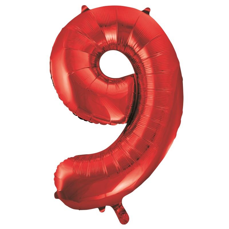 Red Number 9 Supershape Foil Balloon 34 Inches | Party Save Smile