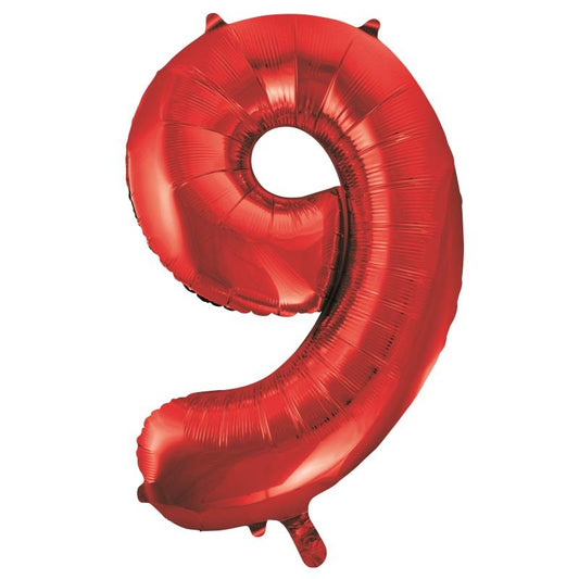 Red Number 9 Supershape Foil Balloon 34 Inches | Party Save Smile