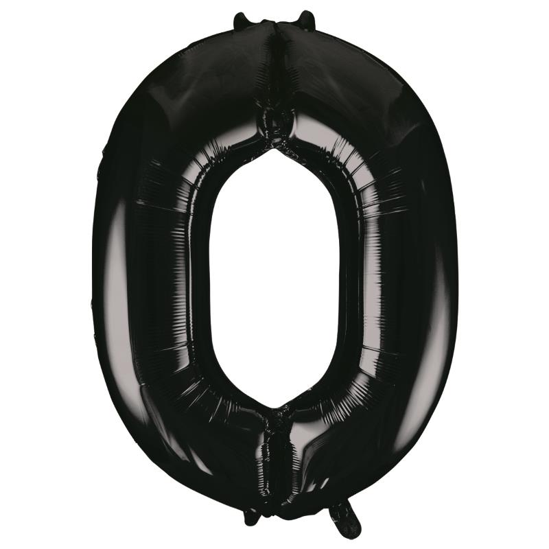 Black Number 0 Supershape Foil Balloon 34 inch | Party Save Smile