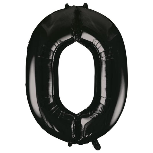 Black Number 0 Supershape Foil Balloon 34 inch | Party Save Smile