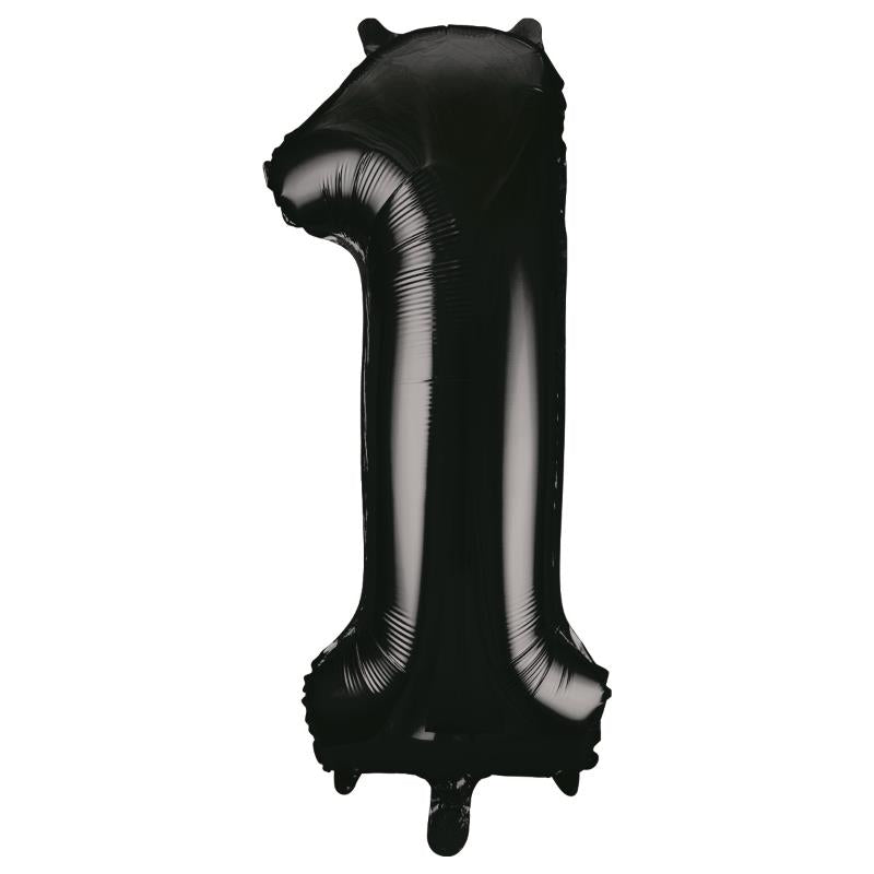 Black Number 1 Supershape Foil Balloon 34 inch | Party Save Smile