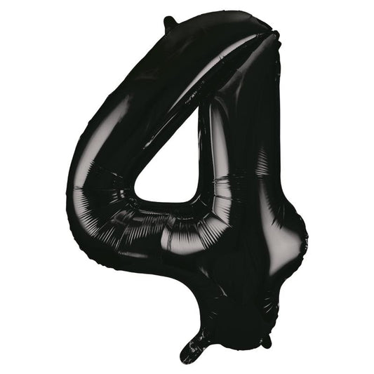Black Number 4 Supershape Foil Balloon 34 inch | Party Save Smile