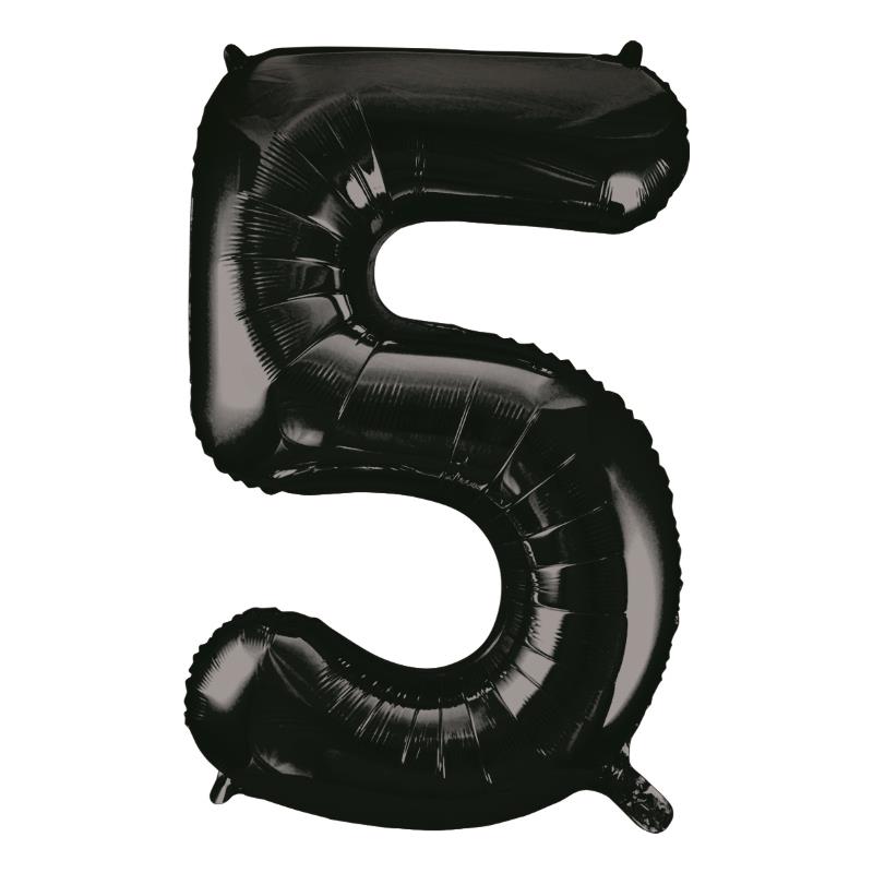 Black Number 5 Supershape Foil Balloon 34 inch | Party Save Smile