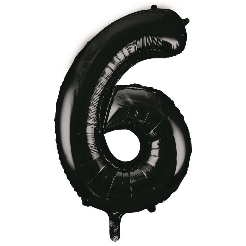 Black Number 6 Supershape Foil Balloon 34 inch | Party Save Smile