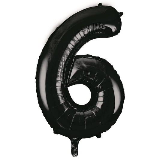 Black Number 6 Supershape Foil Balloon 34 inch | Party Save Smile