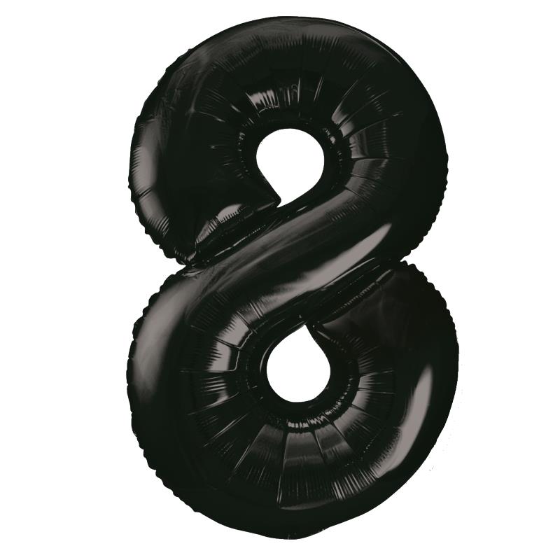 Black Number 8 Supershape Foil Balloon 34 inch | Party Save Smile