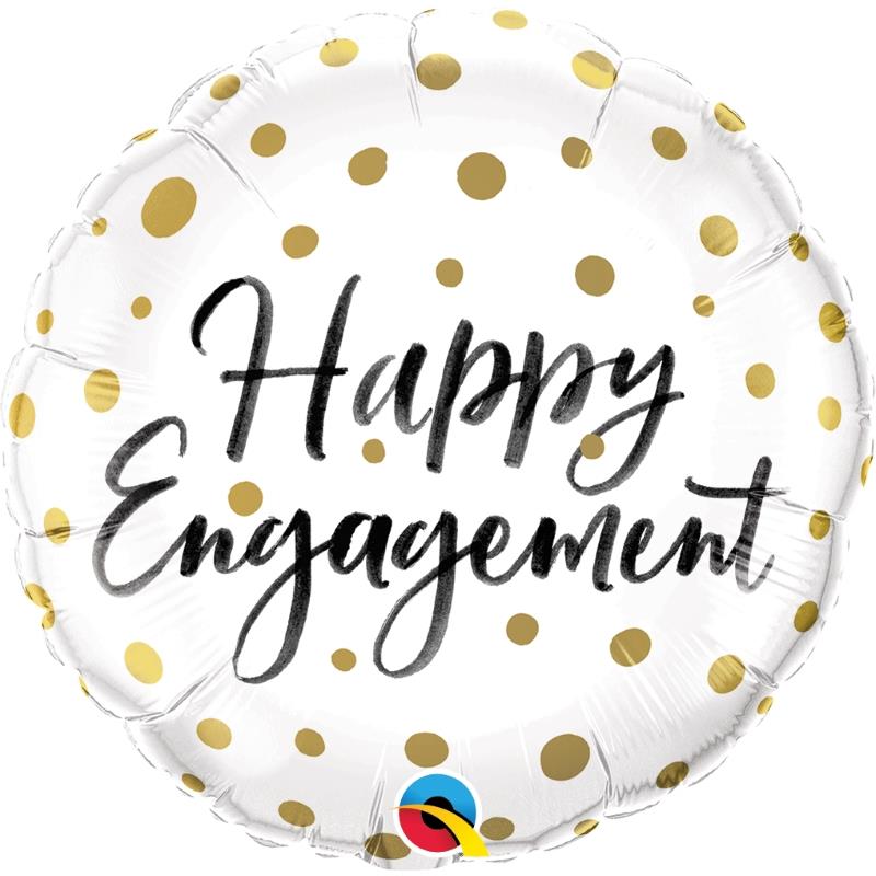 Happy Engagement Gold Dots Foil Balloon 18 Inch | Party Save Smile