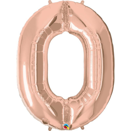 Rose Gold Number 0 Balloons - 34 inch Qualatex | Party Save Smile