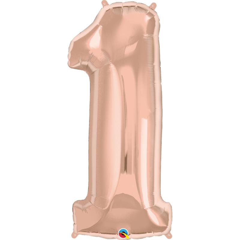 Number 1 Balloon - Rose Gold Qualatex 34 inch | Party Save Smile