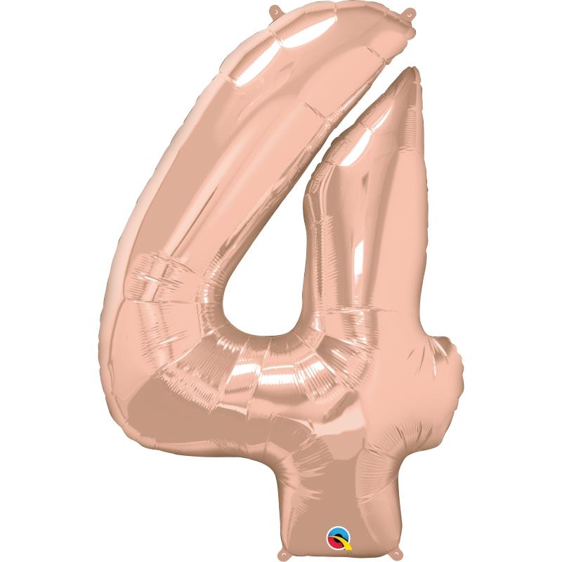 Rose Gold Number 4 Foil Balloon 34 inch Qualatex | Party Save Smile