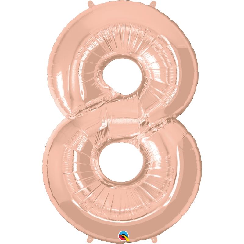 Rose Gold Number 8 Balloon - Qualatex 34 inch | Party Save Smile