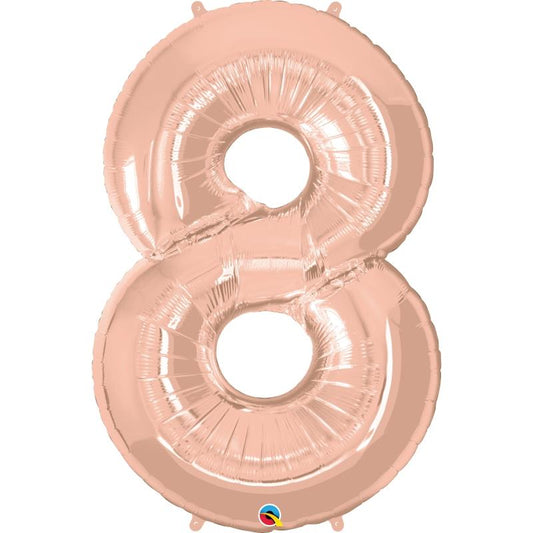 Rose Gold Number 8 Balloon - Qualatex 34 inch | Party Save Smile