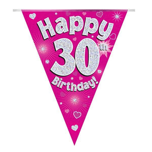 Pink Hearts 30th Birthday Bunting 3.9 Metres