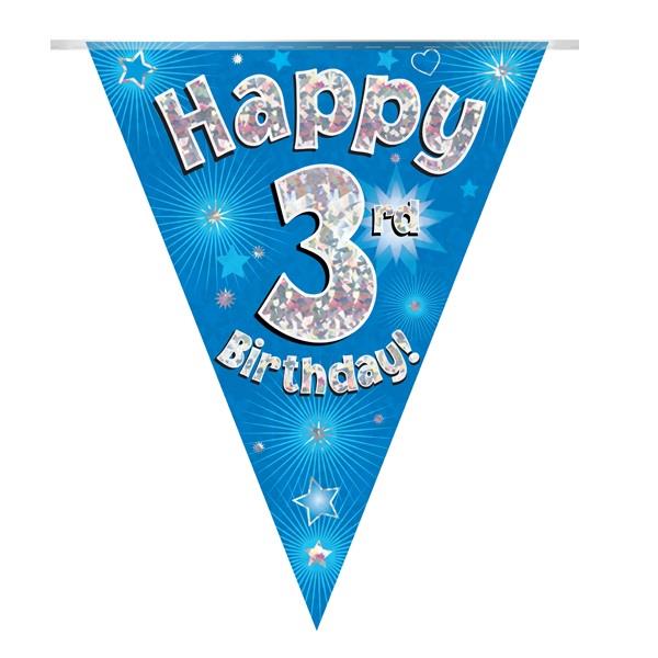 Blue Stars 3rd Birthday Bunting 3.9 Metres | Party Save Smile