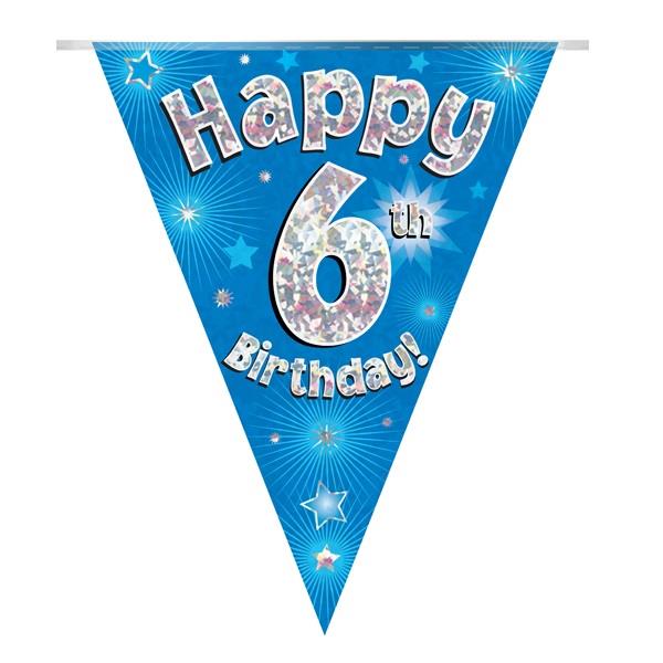 Blue Star 6th Birthday Bunting Flag Banner 3.9 metres | Party Save Smile