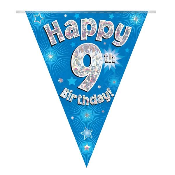 Blue Star 9th Birthday Bunting 3.9 Metres | Party Save Smile