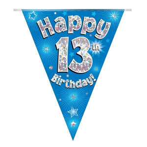 Blue Stars 13 Birthday Bunting – Teenager Banner Decor