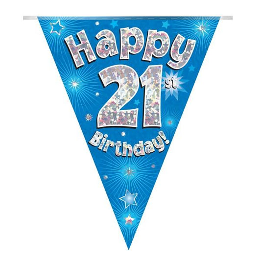 Blue Star 21st Birthday Bunting Metres 3.9 Metres | Party Save Smile