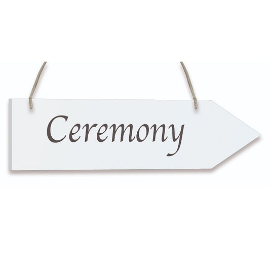 Ceremony Wedding Wooden Arrow Sign Whitewash Hanging Decoration | Party Save Smile