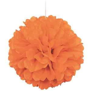Orange Decorative Puff Ball Hanging Decoration 16 Inches