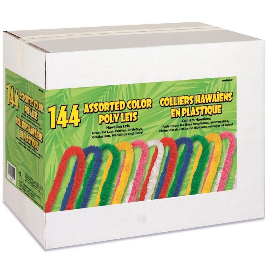 144 Hawaiian Leis Assorted Colours | Party Save Smile