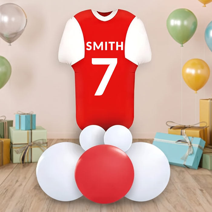 Red and White Football Shirt Centrepiece - Air Filled Centrepiece | Party Save Smile